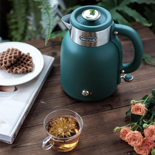 小熊（Bear）绿色复古1.5L电热水壶 商品图2