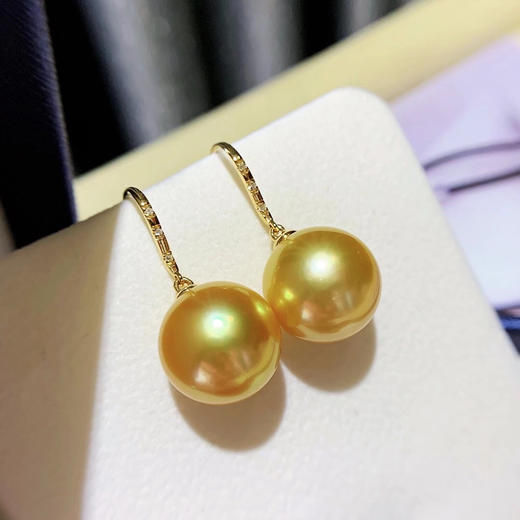 金珠耳环越简单越百搭好看天然南洋珍珠耳环经典耳勾款18k金钻石镶嵌
