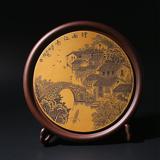 紫砂挂盘 | 两款刻绘可选(江南水韵,烟雨江南)