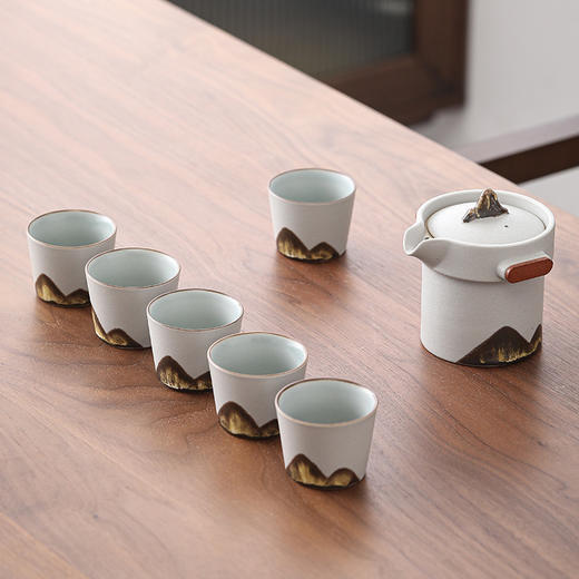 日式手绘远山1茶壶6茶杯茶具套装 整套简约办公居家日用陶瓷功夫茶具 商品图8