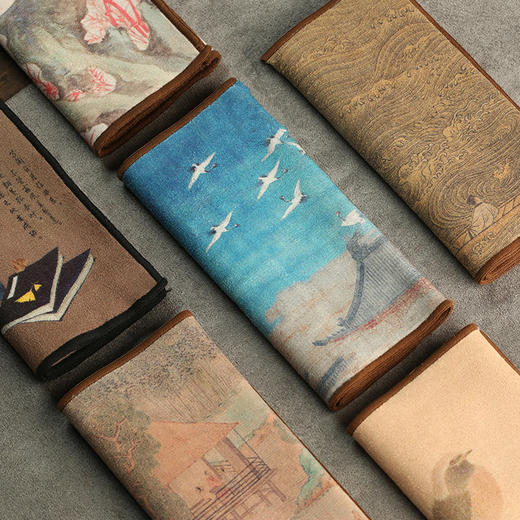 茶巾-麂皮印花古画茶巾 商品图0