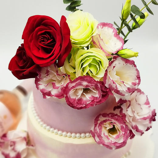【甜久荟 不负时光-鲜花蛋糕-红玫瑰色系】 自然真花 纯动物鲜奶 0添加 低糖 商品图4