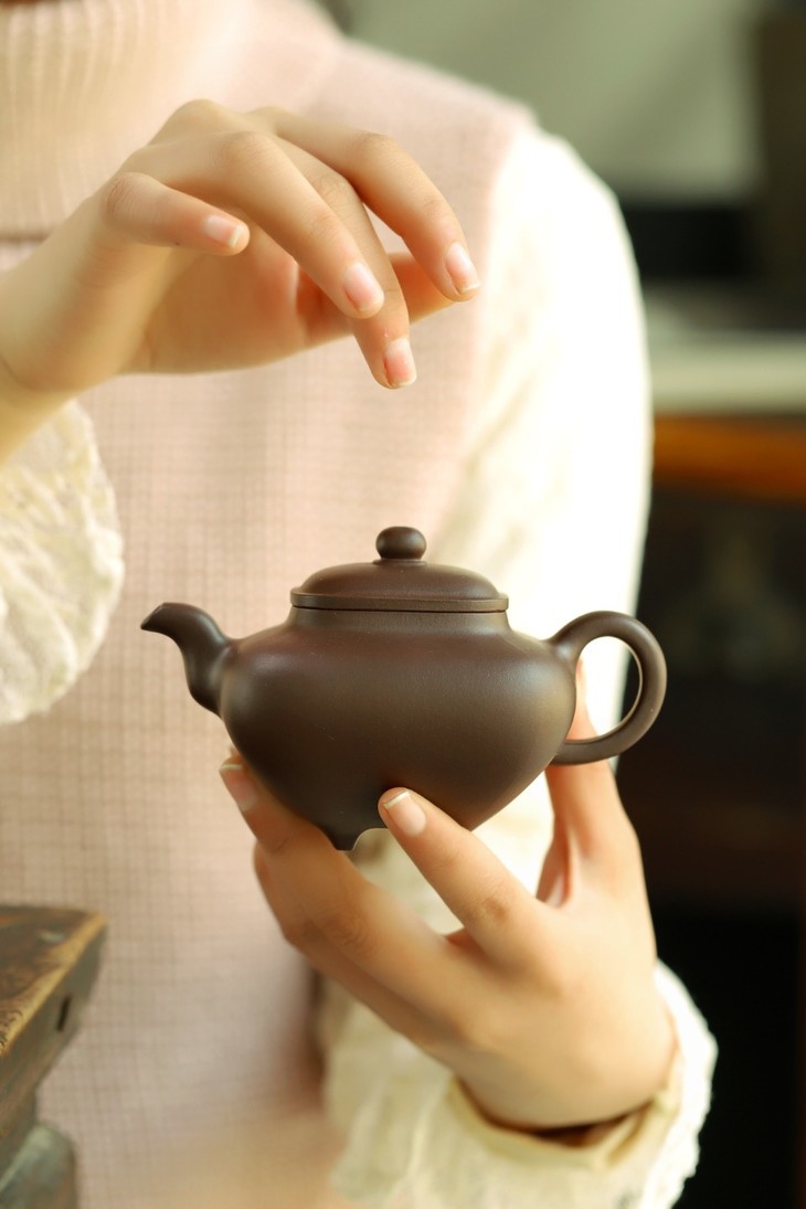 紫砂壶传炉徐军制原矿紫茄泥225cc9孔