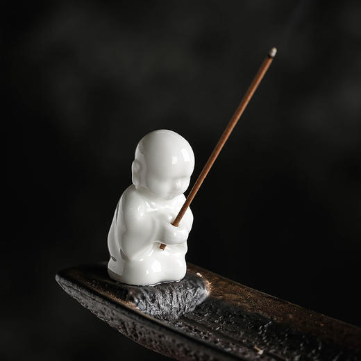 【创意陶瓷工艺品小和尚香插摆件】线香座香插摆件居家日用香插茶具配件 商品图2