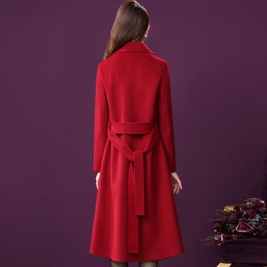 WXY-W-16878双面呢大衣女中长款2020秋冬新款韩版过膝红色羊毛毛呢外套 商品图2