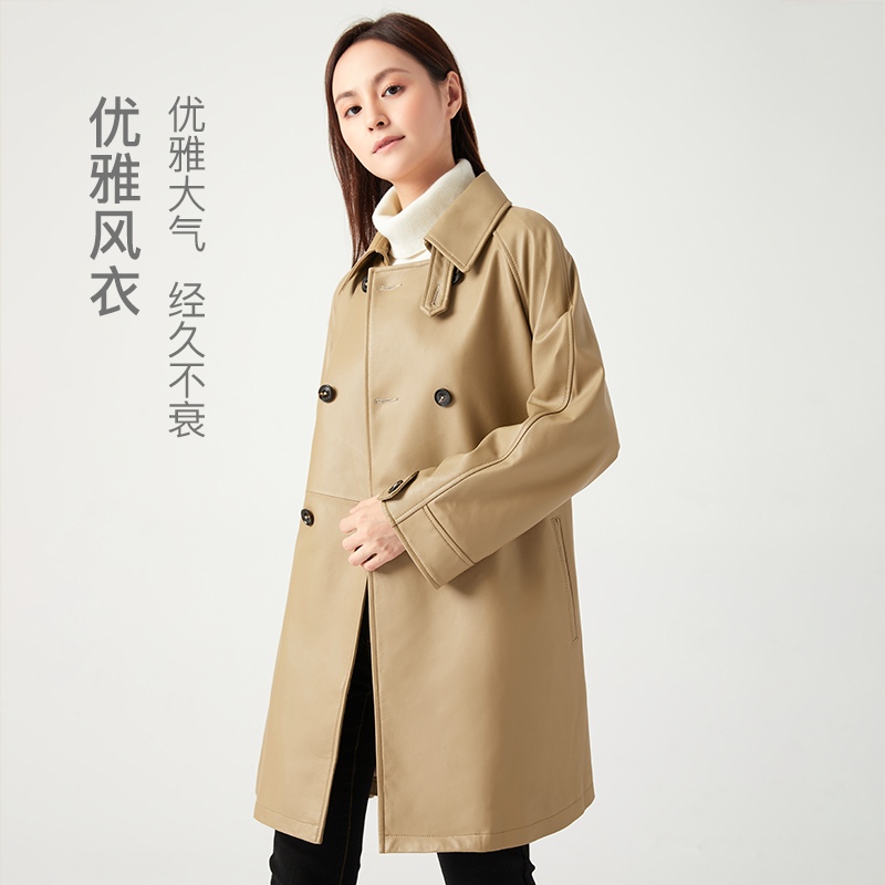 20676 IN AND ON 绵羊皮女士风衣皮衣