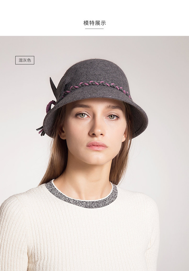 rmfw049024秋冬个性小檐帽英伦圆顶时尚羊毛帽子