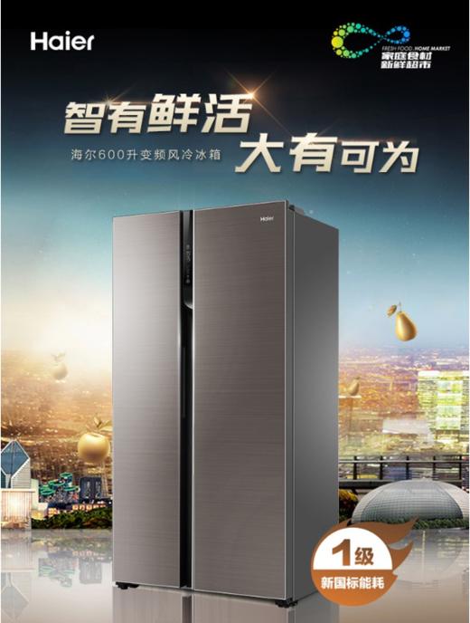 海尔（Haier）冰箱BCD-600WDGN玛瑙棕 商品图0