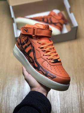 独家实拍✨ Nike Air Force 1 Mid '07 Skeleton QS 万圣节橙黑夜光骨骼限定休闲板鞋