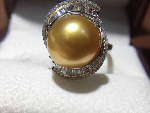 奢华18k钻石镶嵌金珠美戒款式新颖时尚贵气镶t方钻石