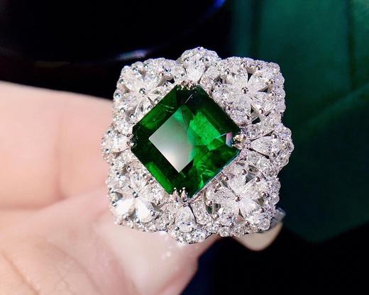 精美无油祖母绿戒指特秒不议退精美油祖母绿verdantgreen211克拉77