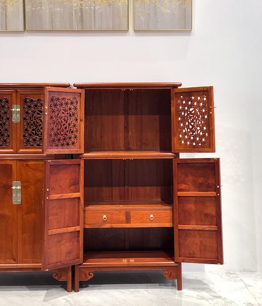 红桥红  家具严选  缅甸花梨（大果紫檀）  【165 透雕梅龙 圆角柜】 商品图4