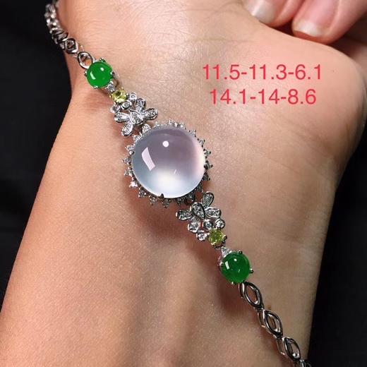 种翡翠蛋面手链满圈的强荧光完美通透荧光刷刷的种水佳18k钻石镶嵌s