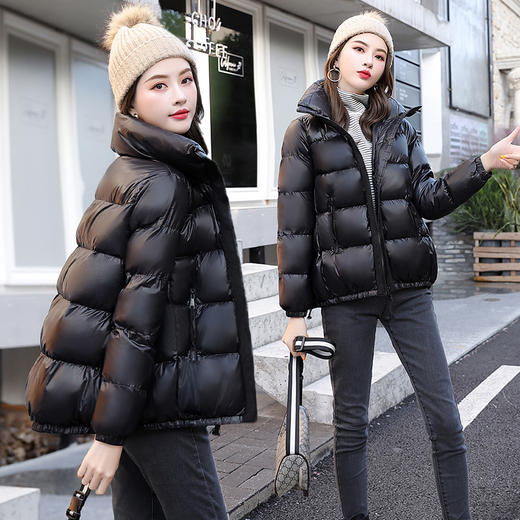 WZNH-ZRX9069时尚气质拉链门襟立领2020冬季百搭短款棉衣 商品图1