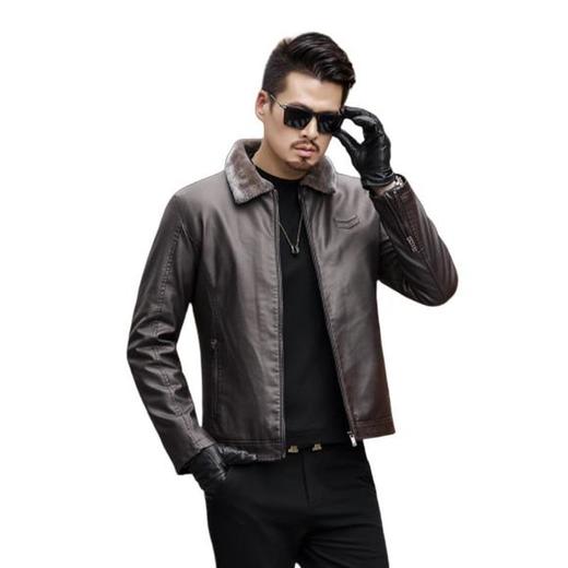 MY-NS531117秋季新款翻领男装皮衣休闲外套 商品图4
