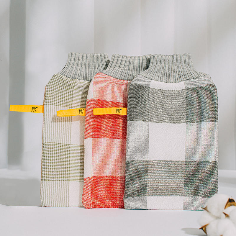 尹秀150d细纹路女士搓澡巾四个装(豆绿*1 深绿*1 胭脂红*2)