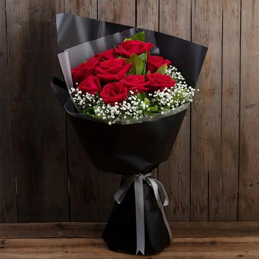 【鲜玫瑰9朵+心意蛋糕】表白心意，幸福久久-鲜果进口奶油蛋糕+鲜花 商品图1