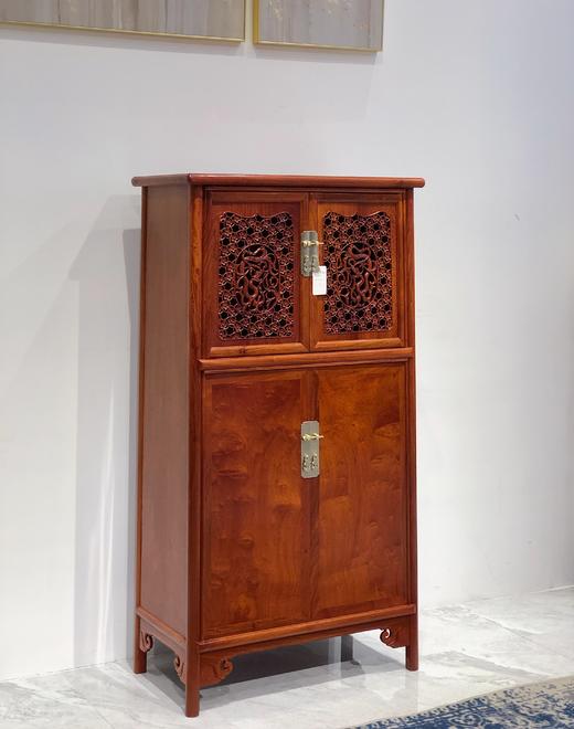 红桥红  家具严选  缅甸花梨（大果紫檀）  【165 透雕梅龙 圆角柜】 商品图7