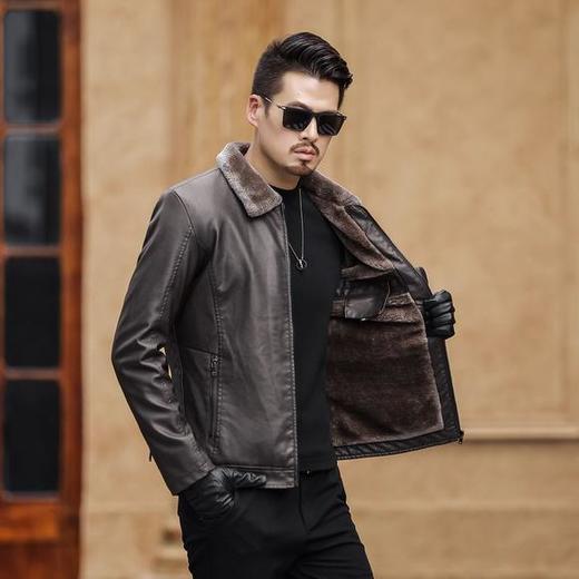 MY-NS531117秋季新款翻领男装皮衣休闲外套 商品图0