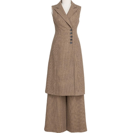 SSGS-C197驼色格子毛呢套装 商品图3