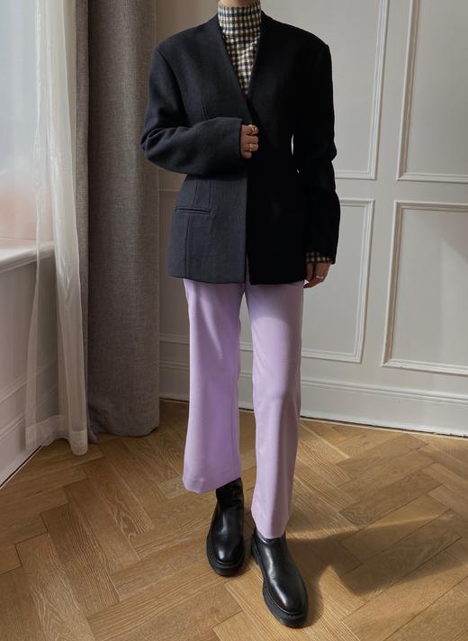 HIDEMI色织格纹厚款针织中高领弹力打底上衣 商品图13