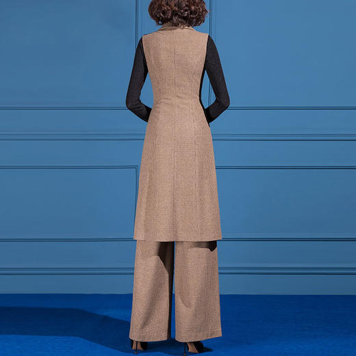 SSGS-C197驼色格子毛呢套装 商品图0