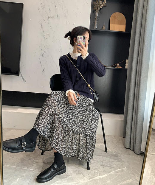 8015立体坑条开衫绞花工艺纯色针织开衫 【包邮+三天无理由退换】 商品图13