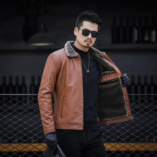 MY-NS531117秋季新款翻领男装皮衣休闲外套 商品图2