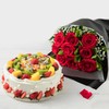 【鲜玫瑰9朵+心意蛋糕】表白心意，幸福久久-鲜果进口奶油蛋糕+鲜花 商品缩略图0