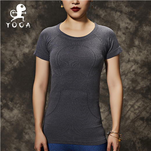 壁虎瑜伽轻裳 灰色T恤 亲肤透气速干瑜伽短袖t恤（无胸垫）清仓不退不换 商品图5