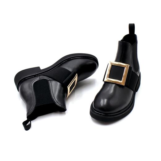 safiya索菲娅方扣加绒切尔西靴冬网红舒适粗跟女靴SF94118227 商品图5