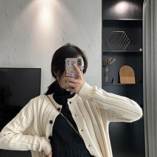 8015立体坑条开衫绞花工艺纯色针织开衫 【包邮+三天无理由退换】 商品图14