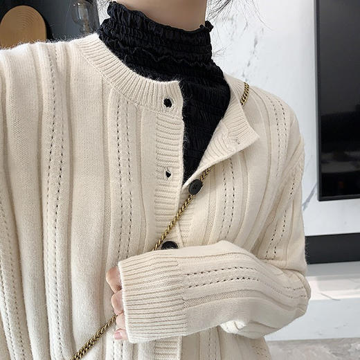 8015立体坑条开衫绞花工艺纯色针织开衫 【包邮+三天无理由退换】 商品图7