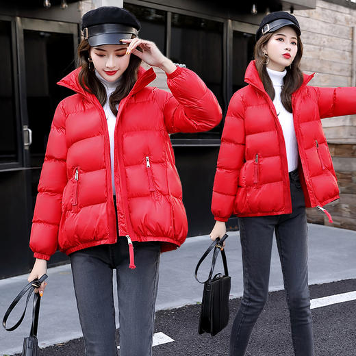 WZNH-ZRX9069时尚气质拉链门襟立领2020冬季百搭短款棉衣 商品图3