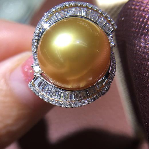 奢华18k钻石镶嵌金珠美戒款式新颖时尚贵气镶t方钻石