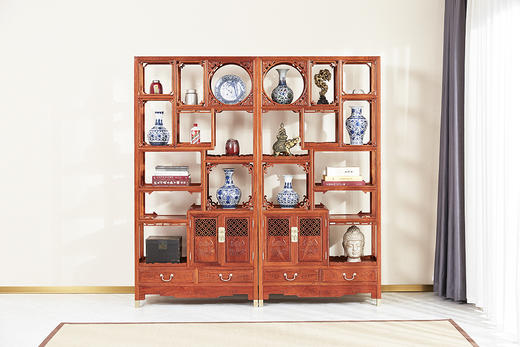 红桥红  家具严选  缅甸花梨（大果紫檀）  【200 福庆有余 博古架】 商品图0