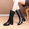 OLD-F212-5新款时尚气质尖头粗跟中筒靴 商品缩略图1