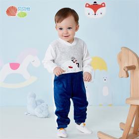 贝贝怡婴幼儿男童保暖洋气连身衣哈衣爬服连体衣