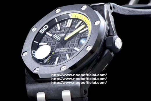 JF厂神器  爱彼AP 皇家橡树离岸型DIVER潜水腕表，升级版锻造碳纤维 15706,其升级特点:1.面玻璃升级为超通透性2.圈口内影升级更接近正品3.表面升级为CD纹效果 商品图2