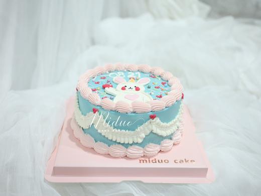 女士款 手绘小兔子 复古裱花 浅蓝色系 简约 商品图2