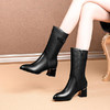 OLD-F212-5新款时尚气质尖头粗跟中筒靴 商品缩略图0