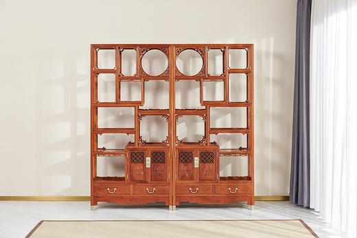 红桥红  家具严选  缅甸花梨（大果紫檀）  【200 福庆有余 博古架】 商品图3