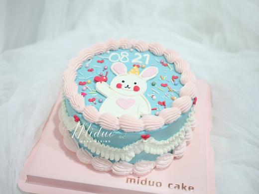 女士款 手绘小兔子 复古裱花 浅蓝色系 简约 商品图0