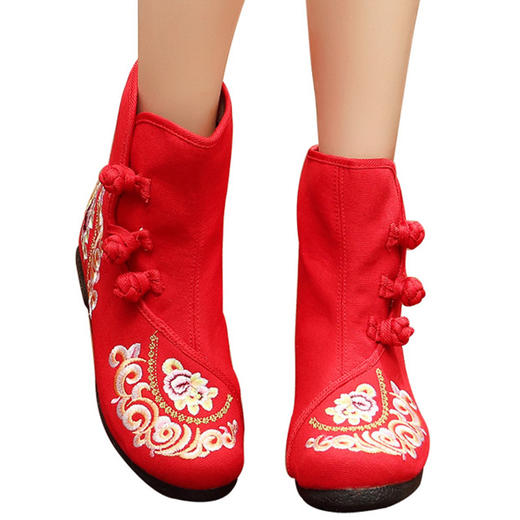 SJZ-12-21绣花靴子民族风秋冬流行女鞋外贸女鞋内增高中靴 商品图4