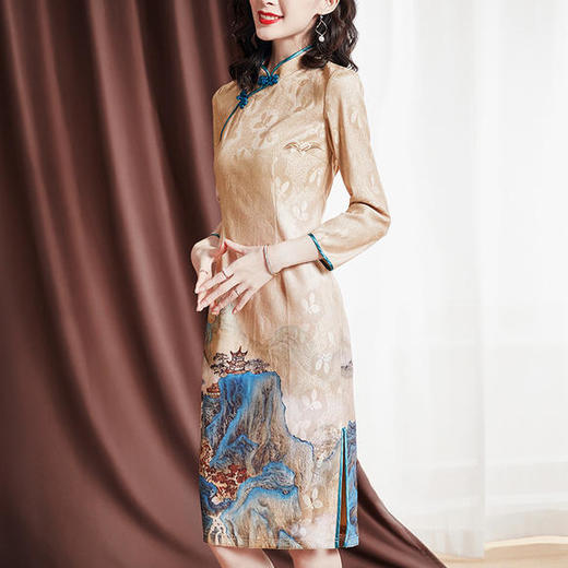 SM-203063洋气改良旗袍印花裙 商品图0