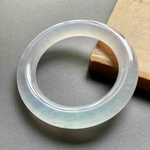 高冰种飘花厚庄翡翠圆条手镯57 商品图2