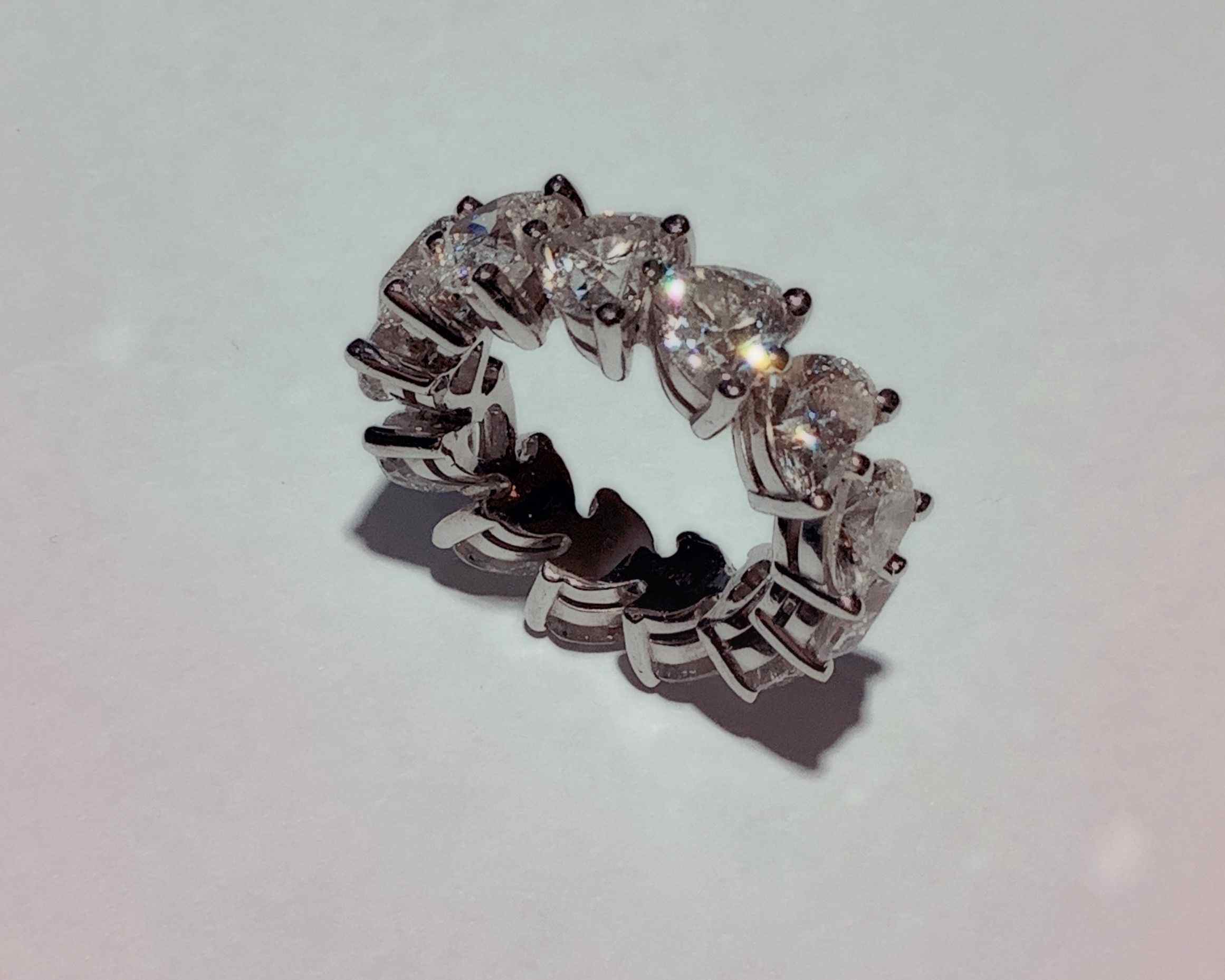 二手95新graff心形切割排钻戒指总克拉932ct总计13颗钻