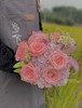 【月半弯】粉玫瑰9 粉色小绣球1 洋甘菊2 粉百合3朵 （夏木设计） 商品缩略图1