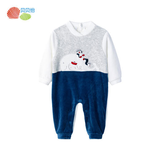 贝贝怡婴幼儿男童保暖洋气连身衣哈衣爬服连体衣 商品图4