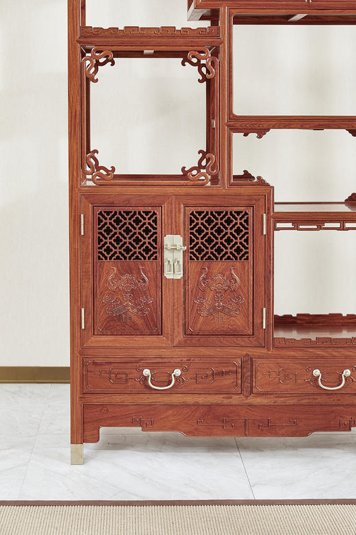 红桥红  家具严选  缅甸花梨（大果紫檀）  【200 福庆有余 博古架】 商品图7